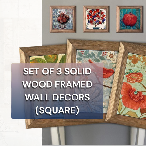 Set of 3 Solid Wood  Framed  Wall Decor Collections (Square)